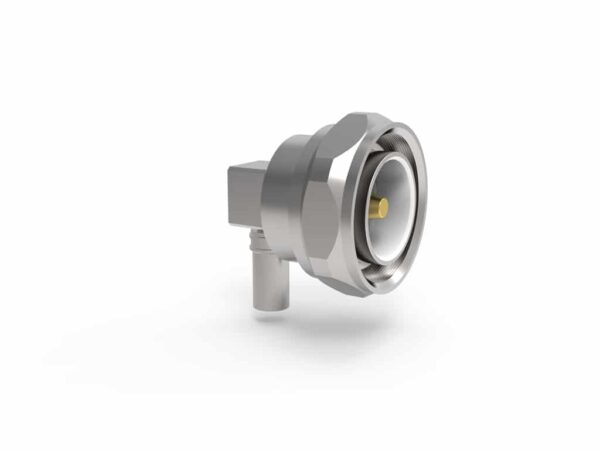 7/16 DIN tipa savienotājs, taisnā leņķī, krimpējams, lodējams, TC-240-716M-RA-D, no Times Microwave System