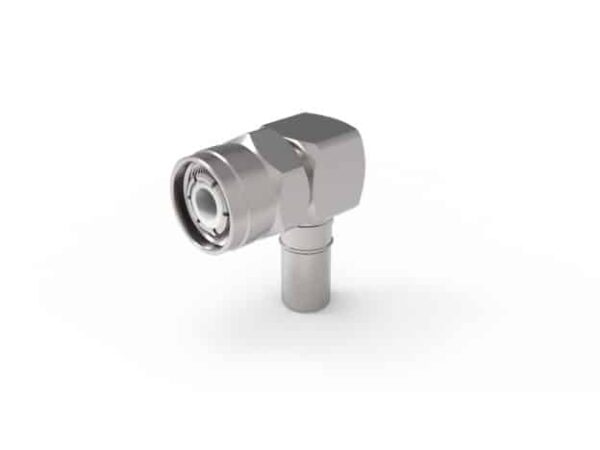 TC-400-HNM-RA, HN-Macho (Plug), Ângulo Reto, Soldado, Crimpado, Tipo Conector para Cabo Coaxial LMR 400
