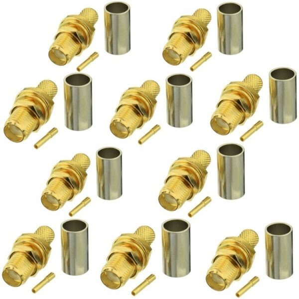 10pcs SMA Female Plug Connector Crimp For RG58 / LMR195 / RG142 / RG400