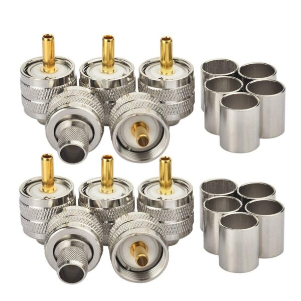 10pcs /Pack UHF Male Crimp Adapter RF Copper Shaft Connector