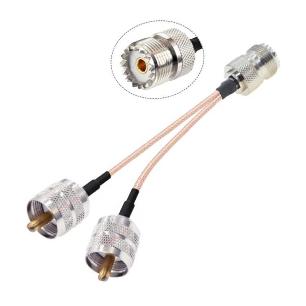 15cm UHF Female To 2 UHF Male 1 In 2 Cable SO239 To PL259Y Adapter Cable
